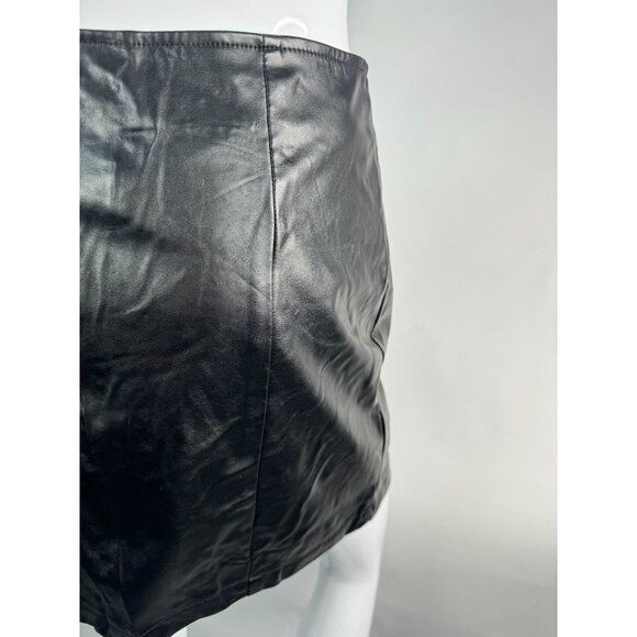 Vintage Wild Blue Faux Leather Button-Front Mini Skirt Black Size M Women's - Picture 4 of 16